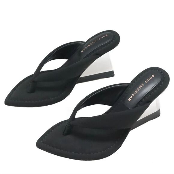 NIB Good American Neoprene Sandals Wedge Heel - Picture 4 of 16